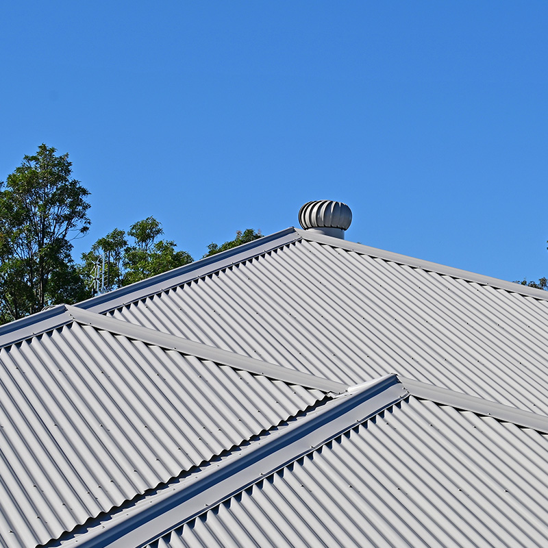 New coragated metal roof on a house